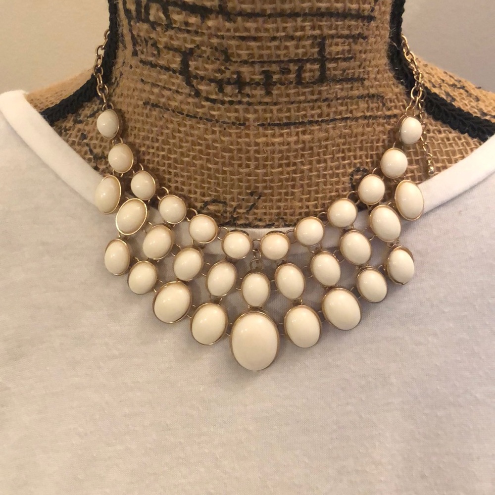 White and Gold Statement Necklace.